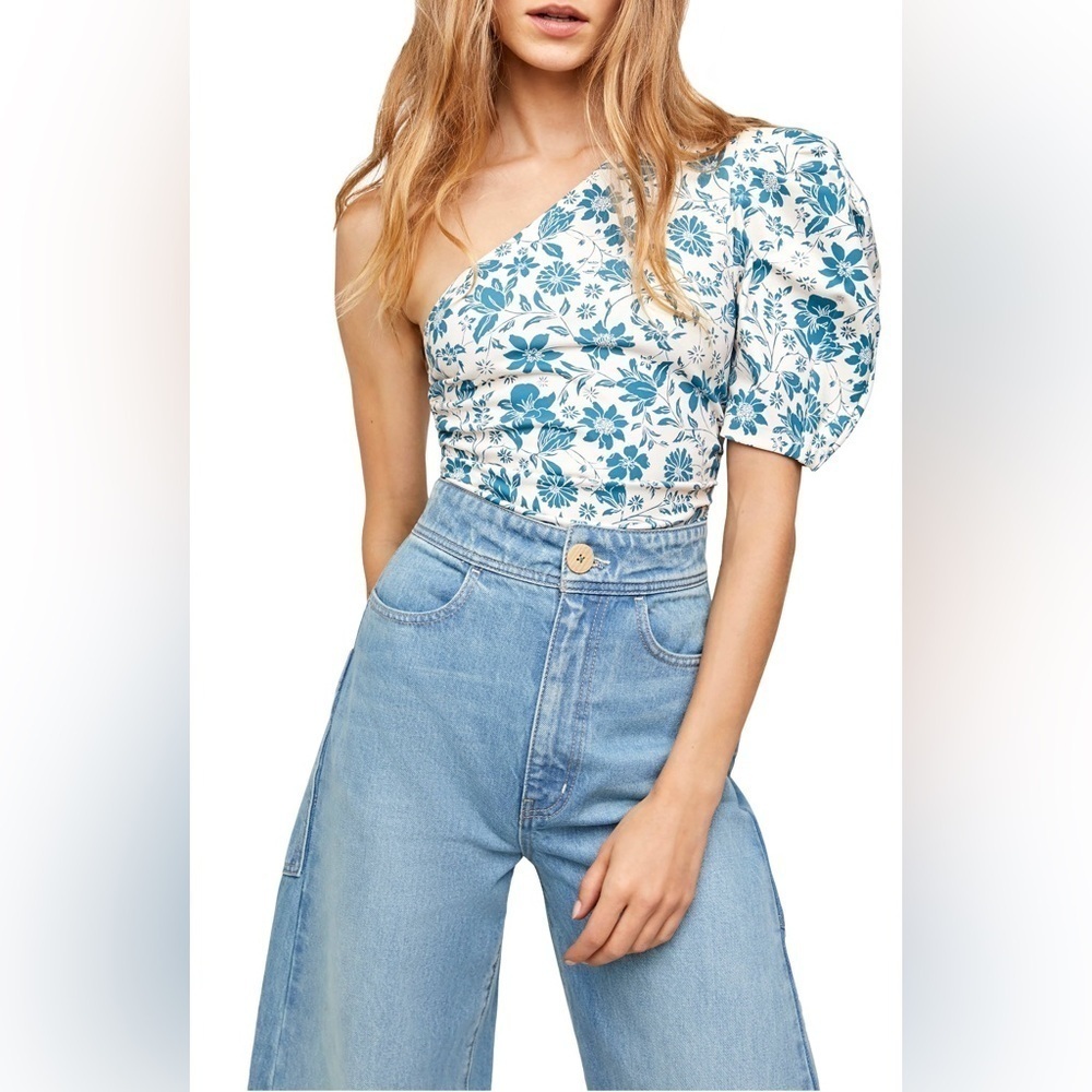 Free People Intimately "Somethin Bout You" One Shoulder Bodysuit Size Small Blue